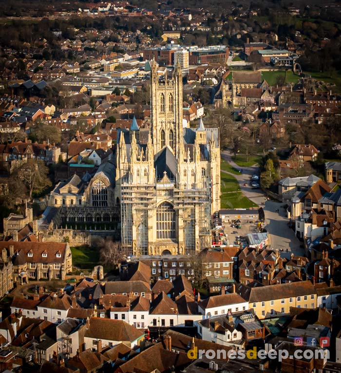 Drone photo of Canterbury Cathedral